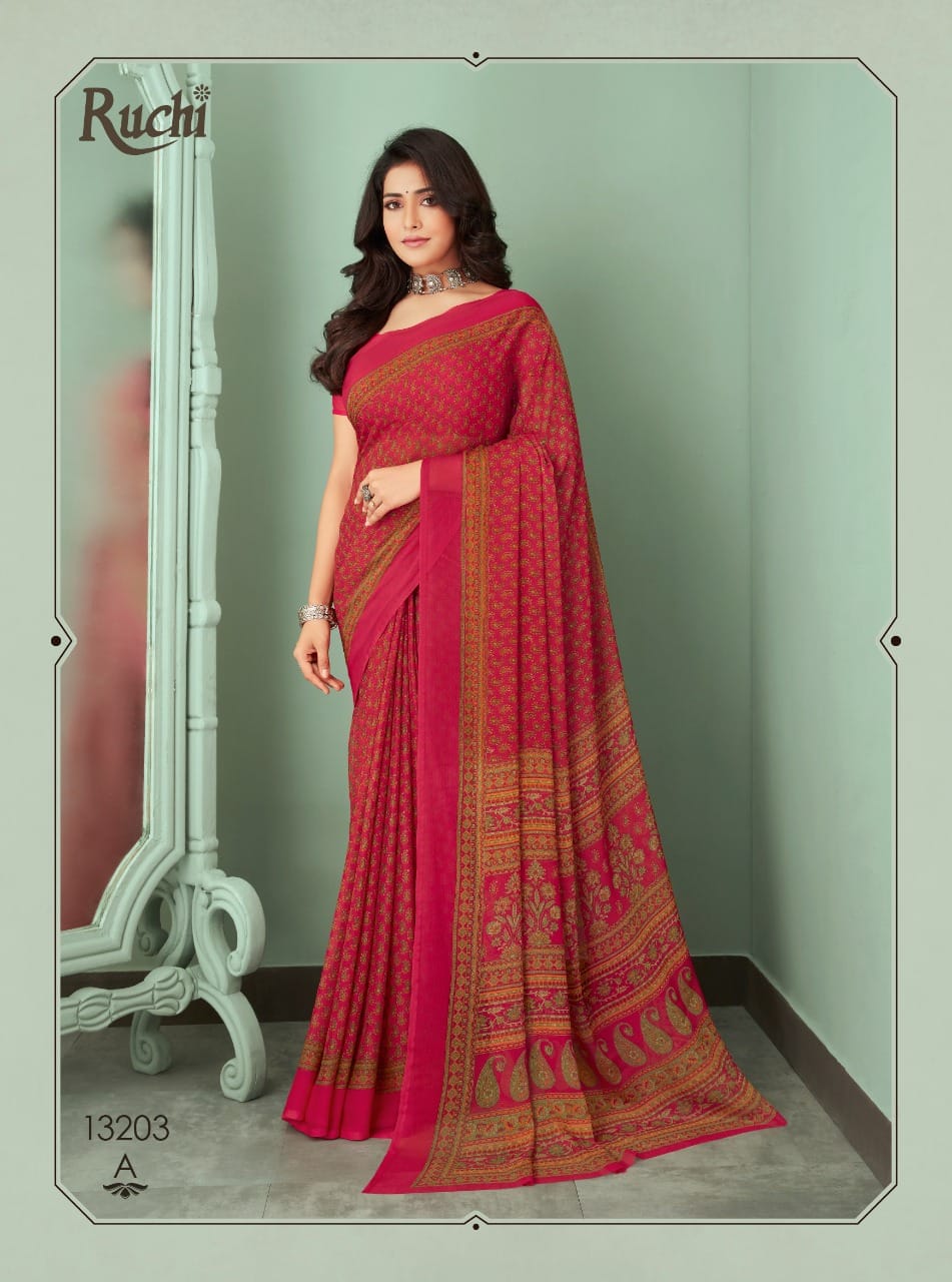 Ruchi Star Chiffon 68th Edition Casual Dily Wear Chiffon Printed Saree Collection